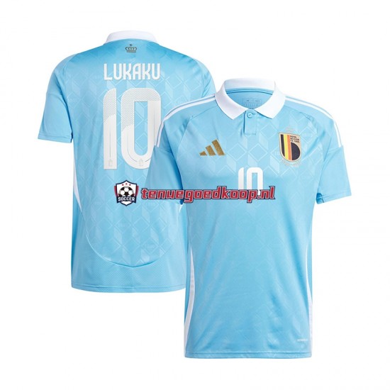 Uit Tenue van België Romelu Lukaku 10 Heren EK 2024 Korte Mouw Blauw