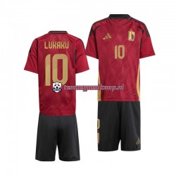 Thuis Tenue van België Romelu Lukaku 10 Kind 2-13 jaar EK 2024 Korte Mouw Rood