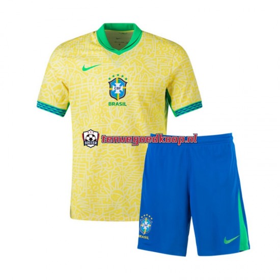 Thuis Tenue van Brazilië Copa America Kind 2-13 jaar 2024 Korte Mouw