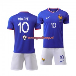 Thuis Tenue van Frankrijk Kylian Mbappe 10 Kind 2-13 jaar EK 2024 Korte Mouw Blauw