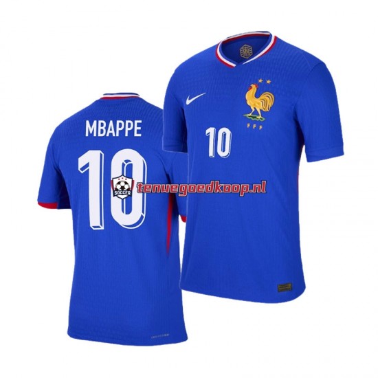 Thuis Tenue van Frankrijk Kylian Mbappe 10 Heren EK 2024 Korte Mouw Blauw