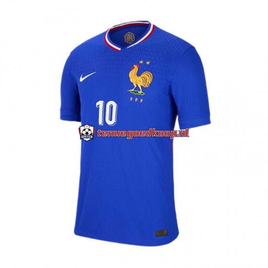 Thuis Tenue van Frankrijk Kylian Mbappe 10 Heren EK 2024 Korte Mouw Blauw