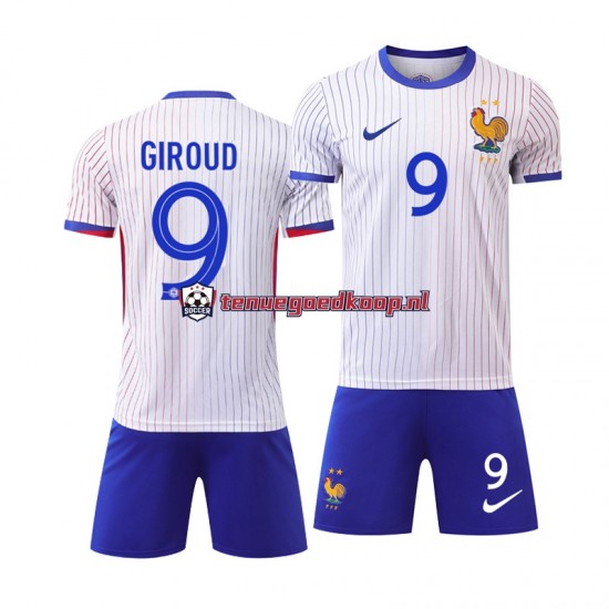 Uit Tenue van Frankrijk Olivier Giroud 9 Kind 2-13 jaar EK 2024 Korte Mouw Wit