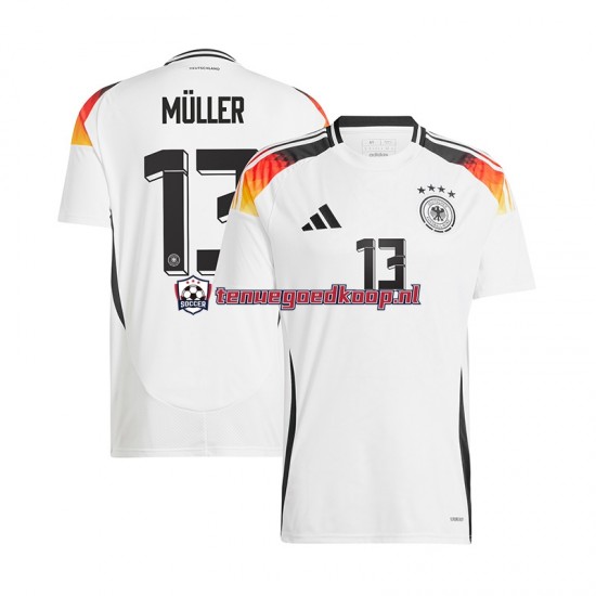 Thuis Tenue van Duitsland Thomas Muller 13 Heren EK 2024 Korte Mouw Wit