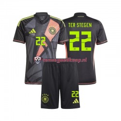 Thuis Tenue van Duitsland Keepersshirt Ter Stegen 22 Kind 2-13 jaar EK 2024 Korte Mouw