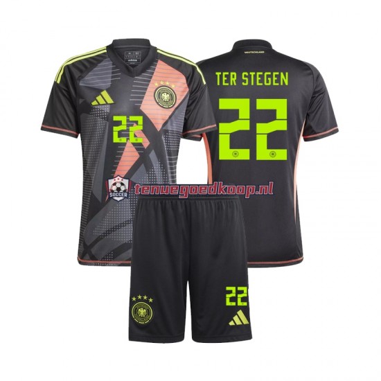 Thuis Tenue van Duitsland Keepersshirt Ter Stegen 22 Kind 2-13 jaar EK 2024 Korte Mouw