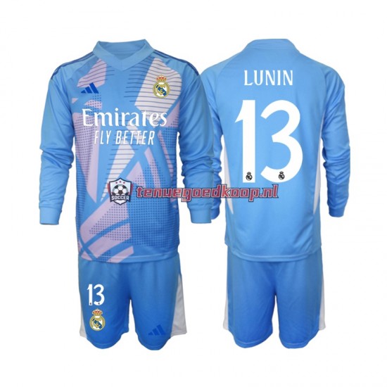 Thuis Tenue van Real Madrid Keepersshirt Andriy Lunin 13 Kind 2-13 jaar 2024-25 Lange Mouw