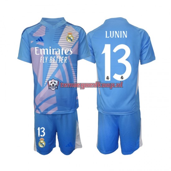 Thuis Tenue van Real Madrid Keepersshirt Andriy Lunin 13 Kind 2-13 jaar 2024-25 Korte Mouw