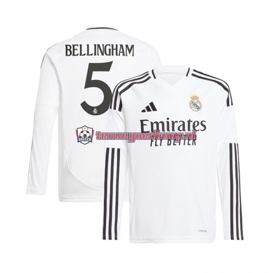 Thuis Tenue van Real Madrid Jude Bellingham 5 Heren 2024-25 Lange Mouw Wit