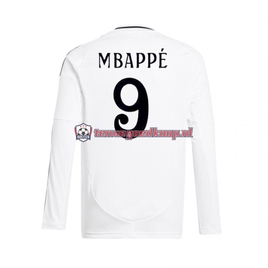 Thuis Tenue van Real Madrid Kylian Mbappe 9 Heren 2024-25 Lange Mouw Wit