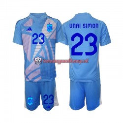 Thuis Tenue van Spanje Keepersshirt Unai Simon 23 Kind 2-13 jaar EK 2024 Korte Mouw