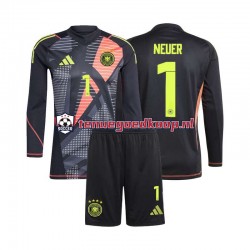 Thuis Tenue van Duitsland Keepersshirt Manuel Neuer 1 Kind 2-13 jaar EK 2024 Lange Mouw Zwart