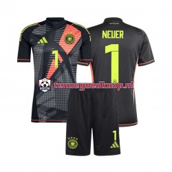 Thuis Tenue van Duitsland Keepersshirt Manuel Neuer 1 Kind 2-13 jaar EK 2024 Korte Mouw Zwart