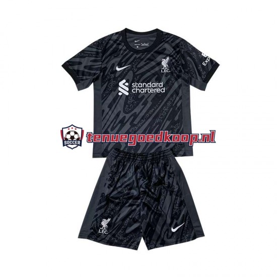 Thuis Tenue van Liverpool Keepersshirt Kind 2-13 jaar 2024-25 Korte Mouw Zwart