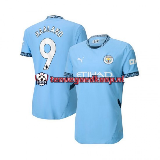 Thuis Tenue van Manchester City Erling Haaland 9 Heren 2024-25 Korte Mouw Blauw