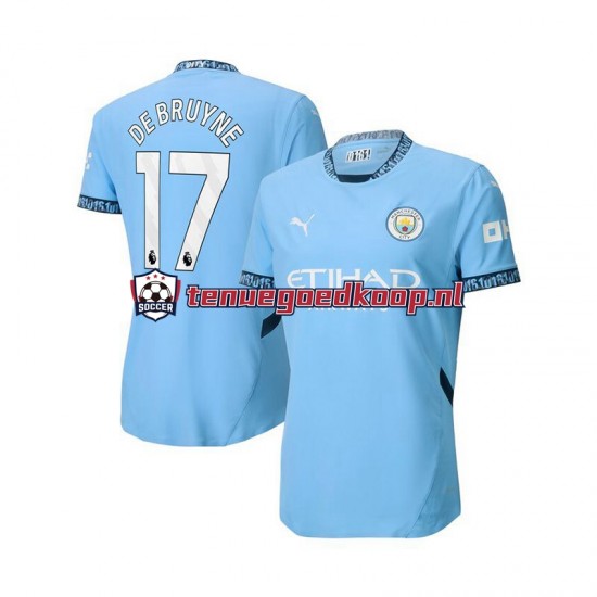 Thuis Tenue van Manchester City Kevin De Bruyne 17 Heren 2024-25 Korte Mouw Blauw