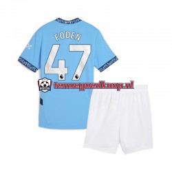 Thuis Tenue van Manchester City Phil Foden 47 Kind 2-13 jaar 2024-25 Korte Mouw Blauw