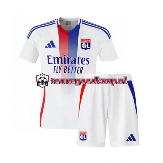 Thuis Tenue van Olympique Lyonnais Kind 2-13 jaar 2024-25 Korte Mouw