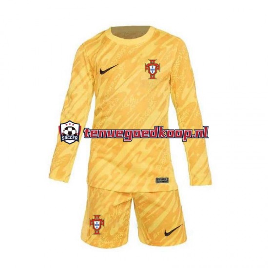 Thuis Tenue van Portugal Keepersshirt Kind 2-13 jaar EK 2024 Lange Mouw Geel