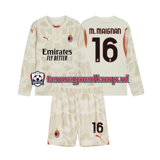 3de Tenue van AC Milan Keepersshirt Mike Maignan 16 Kind 2-13 jaar 2024-25 Lange Mouw