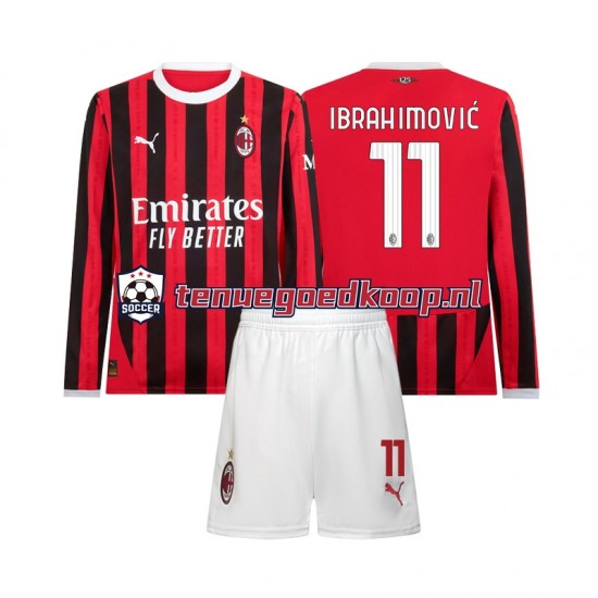 Thuis Tenue van AC Milan Ibrahimovic 11 Kind 2-13 jaar 2024-25 Lange Mouw