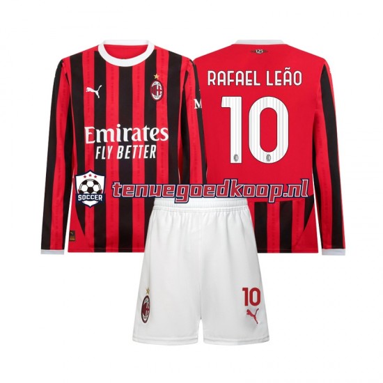 Thuis Tenue van AC Milan Rafael Leao 10 Kind 2-13 jaar 2024-25 Lange Mouw