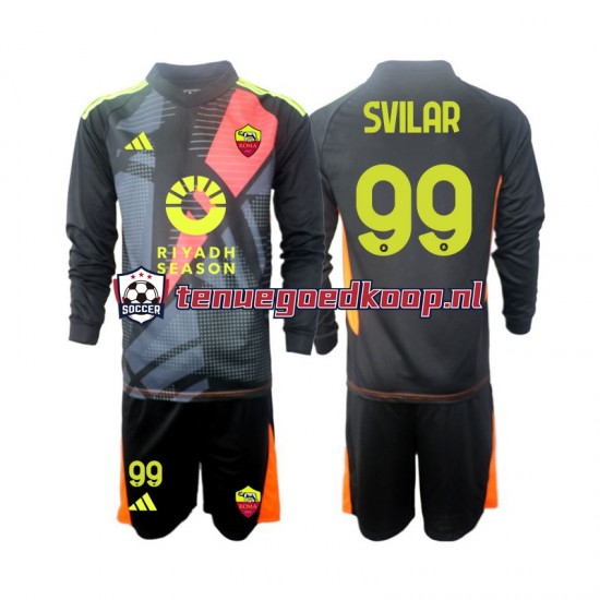 Thuis Tenue van AS Roma Keepersshirt Mile Svilar 99 Kind 2-13 jaar 2024-25 Lange Mouw