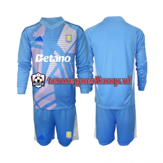 3de Tenue van Aston Villa Keepersshirt Kind 2-13 jaar 2024-25 Lange Mouw Blauw