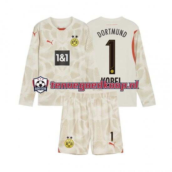 Thuis Tenue van Borussia Dortmund Keepersshirt Gregor Kobel 1 Kind 2-13 jaar 2024-25 Lange Mouw