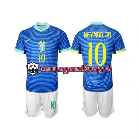 Uit Tenue van Brazilië Neymar JR 10 Kind 2-13 jaar 2024 Korte Mouw