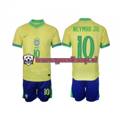 Thuis Tenue van Brazilië Neymar JR 10 Kind 2-13 jaar 2024 Korte Mouw