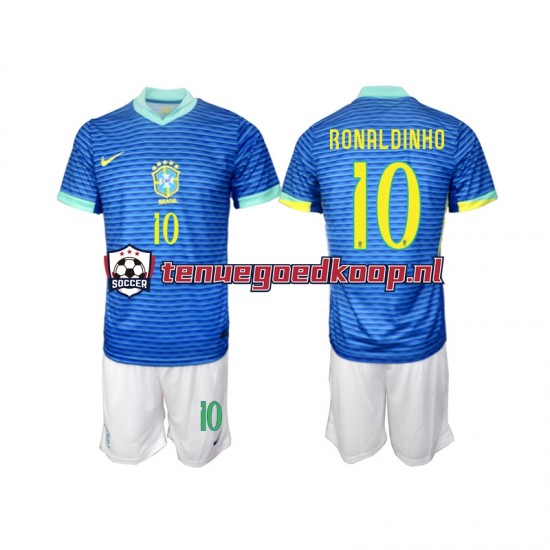 Uit Tenue van Brazilië Ronaldinho 10 Kind 2-13 jaar 2024 Korte Mouw