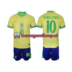 Thuis Tenue van Brazilië Ronaldinho 10 Kind 2-13 jaar 2024 Korte Mouw