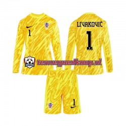 Thuis Tenue van Kroatië Keepersshirt DOMINIK LIVAKOVIC 1 Kind 2-13 jaar EK 2024 Lange Mouw