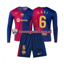 Thuis Tenue van FC Barcelona Gavi 6 Kind 2-13 jaar 2024-25 Lange Mouw