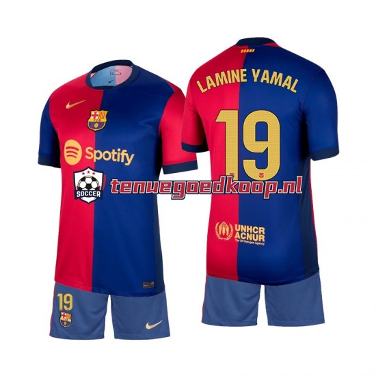 Thuis Tenue van FC Barcelona Lamine Yamal 19 Kind 2-13 jaar 2024-25 Korte Mouw