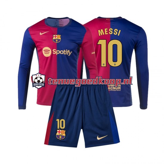 Thuis Tenue van FC Barcelona Lionel Messi 10 Kind 2-13 jaar 2024-25 Lange Mouw