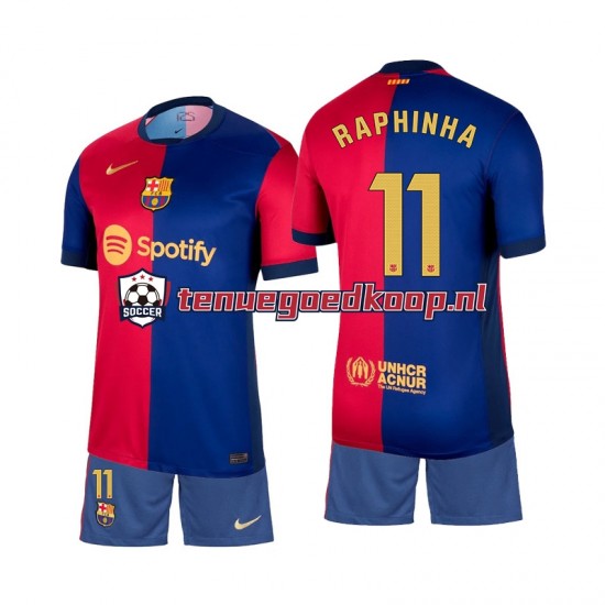 Thuis Tenue van FC Barcelona Raphinha 11 Kind 2-13 jaar 2024-25 Korte Mouw