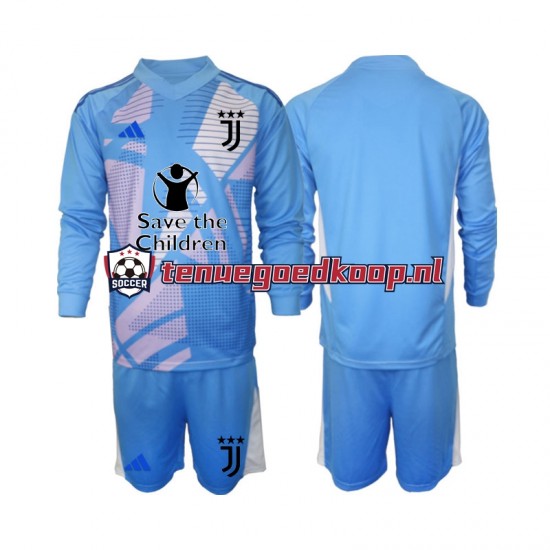 Thuis Tenue van Juventus Keepersshirt Kind 2-13 jaar 2024-25 Lange Mouw Blauw