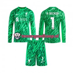 Uit Tenue van Liverpool Keepersshirt Alisson Becker 1 Kind 2-13 jaar 2024-25 Lange Mouw