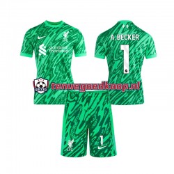 Uit Tenue van Liverpool Keepersshirt Alisson Becker 1 Kind 2-13 jaar 2024-25 Korte Mouw