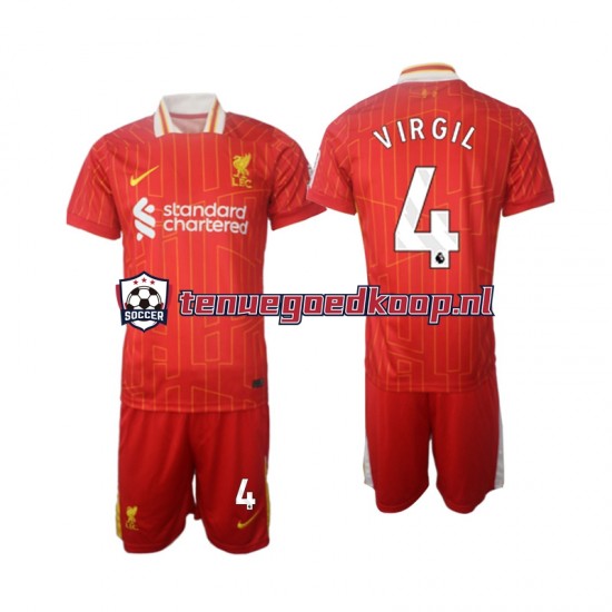 Thuis Tenue van Liverpool Virgil 4 Kind 2-13 jaar 2024-25 Korte Mouw