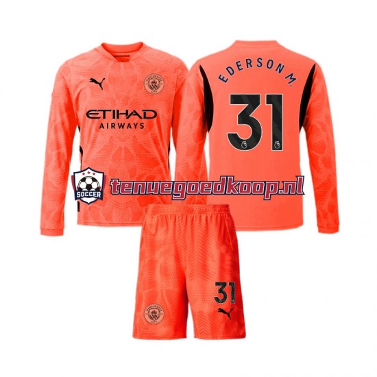 Uit Tenue van Manchester City Keepersshirt Ederson Moraes 31 Kind 2-13 jaar 2024-25 Lange Mouw