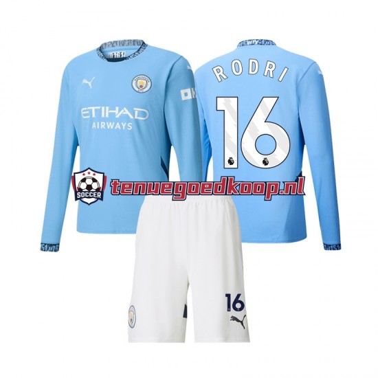 Thuis Tenue van Manchester City Rodri 16 Kind 2-13 jaar 2024-25 Lange Mouw