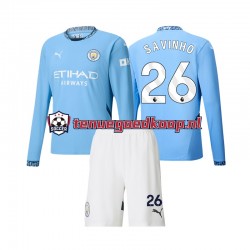 Thuis Tenue van Manchester City Savinho 26 Kind 2-13 jaar 2024-25 Lange Mouw