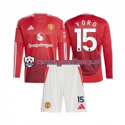 Thuis Tenue van Manchester United Leny Yoro 15 Kind 2-13 jaar 2024-25 Lange Mouw