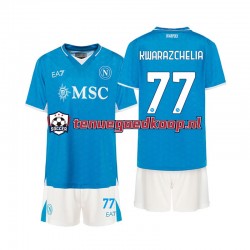 Thuis Tenue van Napoli Khvicha Kvaratskhelia 77 Kind 2-13 jaar 2024-25 Korte Mouw