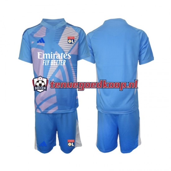 3de Tenue van Olympique Lyonnais Keepersshirt Kind 2-13 jaar 2024-25 Korte Mouw Blauw