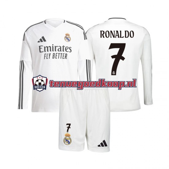 Thuis Tenue van Real Madrid Cristiano Ronaldo 7 Kind 2-13 jaar 2024-25 Lange Mouw