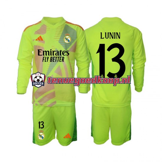 4de Tenue van Real Madrid Keepersshirt Lunin 13 Kind 2-13 jaar 2024-25 Lange Mouw